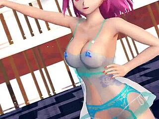 Pink Cat From Touhou In This Mmd Animation Scene