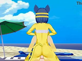 Oh God, Ankha from Animal Crossing Gets Fucked Hard on the Beach!