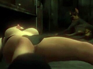 dog big cock made her mouth and pussy creampie twice