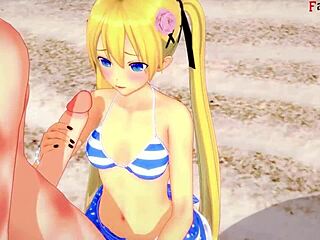 Marie Rose in Bikini Sucking on the Beach DOA Full Fantasyking3 😍