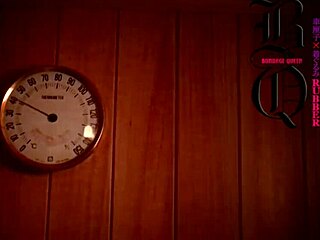 Masked doll in tight latex bound with condom for control play