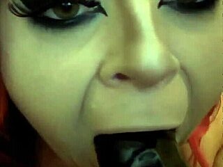 Lexi Red, the BBW redhead, gives a sloppy deepthroat blowjob with spitting, gagging, and choking on that fat cock.