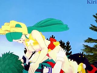 Shino和Tomoko和Izuku在英雄学院本子中激烈互动 😍