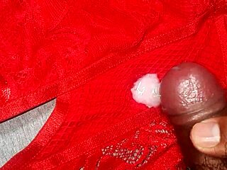 I Masturbated With Friend's Red Lingerie!