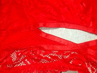 I Masturbated With Friend's Red Lingerie!