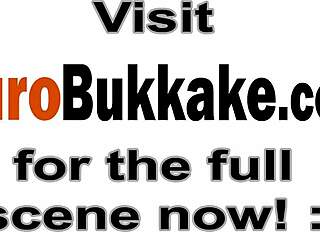 Slender brunette got her holes filled in a wild orgy bang.