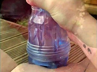 feeling the thrill of using fleshlight toy in public outdoor masturbation