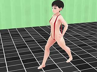 leo's story of an anime girl swimming in a micro bikini with a nip slip