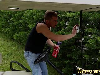 Slut getting pissed on outdoors 😱💦