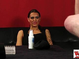 Femdom Babe Watching Loser Tug His Hard Cock