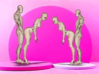 Twins interacting with girls in anime cartoon style