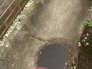 feeling the thrill of using fleshlight toy in public outdoor masturbation