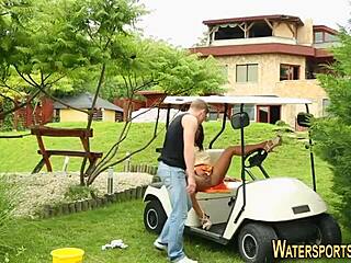 Slut getting pissed on outdoors 😱💦