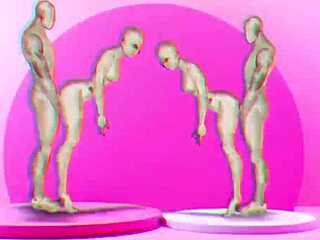 Twins interacting with girls in anime cartoon style