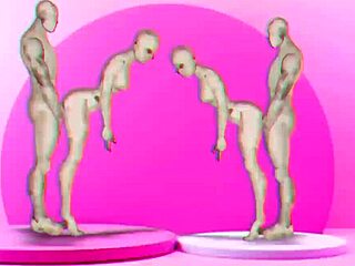 Twins interacting with girls in anime cartoon style