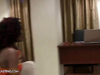Beautiful Ebony Model Scammed In Fake Casting Enjoys Hard Fuck With Close Up Sucking.