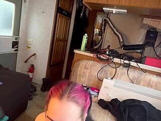 The beautiful woman is sucking that big hard cock