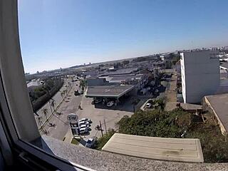 sarada naked in the hotel window in front of the airport