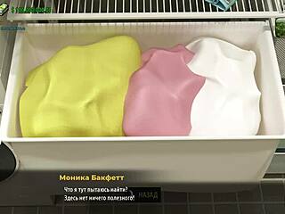 in this 3d anime game, the mature woman takes off her clothes and likes the teen's dick