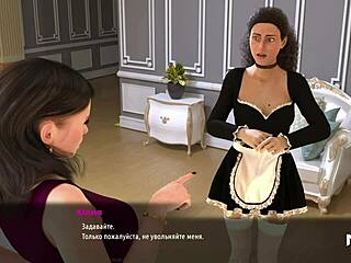 in this 3d anime game, the mature woman takes off her clothes and likes the teen's dick