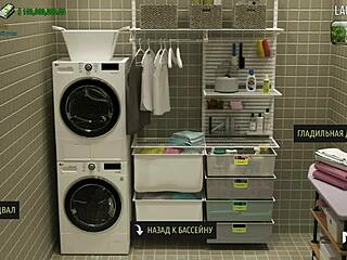 in this 3d anime game, the mature woman takes off her clothes and likes the teen's dick