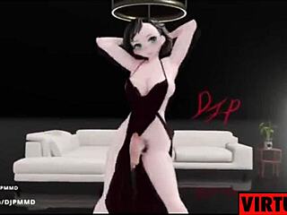 Cute futa Rachel dancing to pop blender mmd 1565 by DJ Riko in January 2024.
