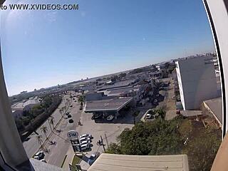 sarada naked in the hotel window in front of the airport