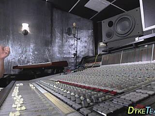 two cute lesbian teens 18+ licking each other with strapon toys