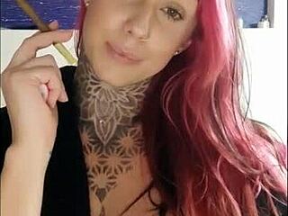 Sensual Girl Smoking and Teasing with Big Natural Tits in Hot Webcam Show.