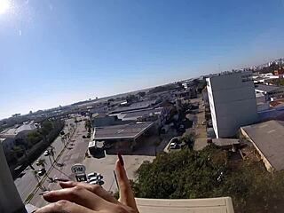 sarada naked in the hotel window in front of the airport