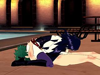 Deku and Midnight engage in hentai sex with blowjob, handjob, and cumshot!