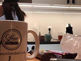 Young wife caught on voyeur cam washing dishes in thong?