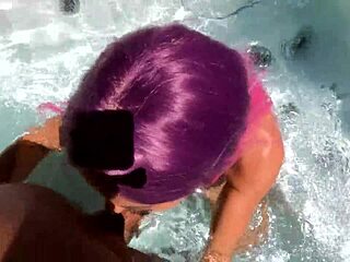 Cathy b gives a blowjob in the jacuzzi!