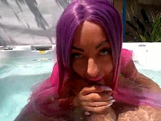 Cathy b gives a blowjob in the jacuzzi!