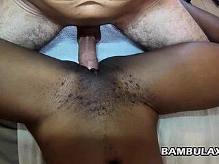 damn, this ebony teen got an interracial amateur creampie