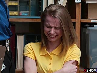 russian slender shoplifting teen punished with fuck