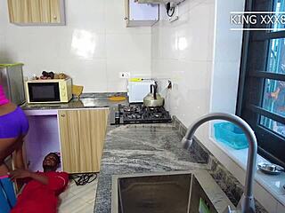 Plumber's big black dick intrigues my creamy black pussy