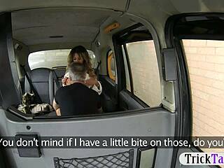 The nasty big tits gold digger gets creampied by the pervert driver in public.