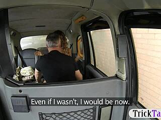 The nasty big tits gold digger gets creampied by the pervert driver in public.