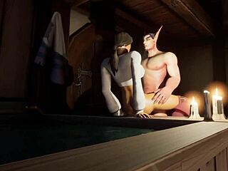 Bath Time Fun Turns Erotic In Warcraft Parody With Deepthroat Action!