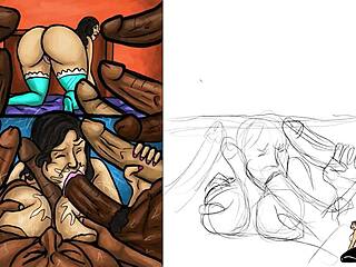 Latin Milf Feels Intense Pleasure Sucking Huge Black Dicks in Group