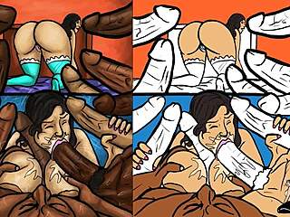 Latin Milf Feels Intense Pleasure Sucking Huge Black Dicks in Group