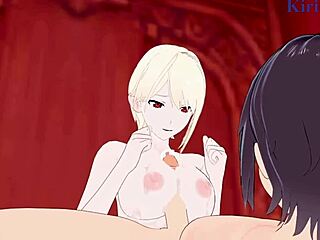 Alice Nakiri and Rindo Kobayashi having intense sex in this hentai scene.