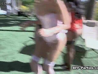 horny lingerie bunnies in pov foursome blowjob party