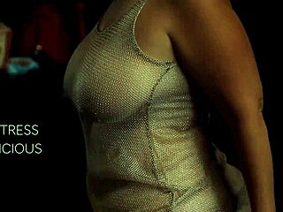 mistress delicious teases with a sexy striptease, slowly undressing her huge curves.