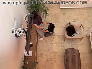 Two hot latina lesbians finger pussies on vacation.