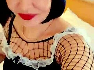 Milf maid cleans her anal and pussy holes with doggystyle fucking