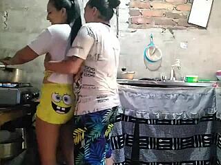 while cooking lunch, horny paula grabs my ass and sucks it, wanna see?