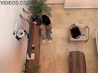 Two hot latina lesbians finger pussies on vacation.