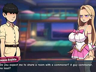 Princess Sophia in hentai game, bratty teen 18+ with big tits strips naked after clothes ripped